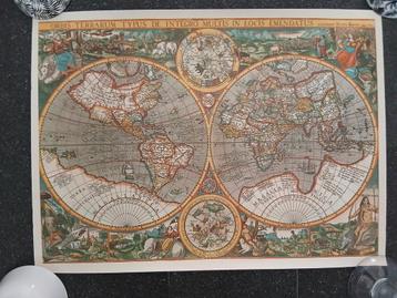 Oude wereldkaart 1607 replica op dik papier gedrukt  beschikbaar voor biedingen