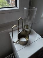 Antiek vintage theeglas met koperen houder, Ophalen of Verzenden