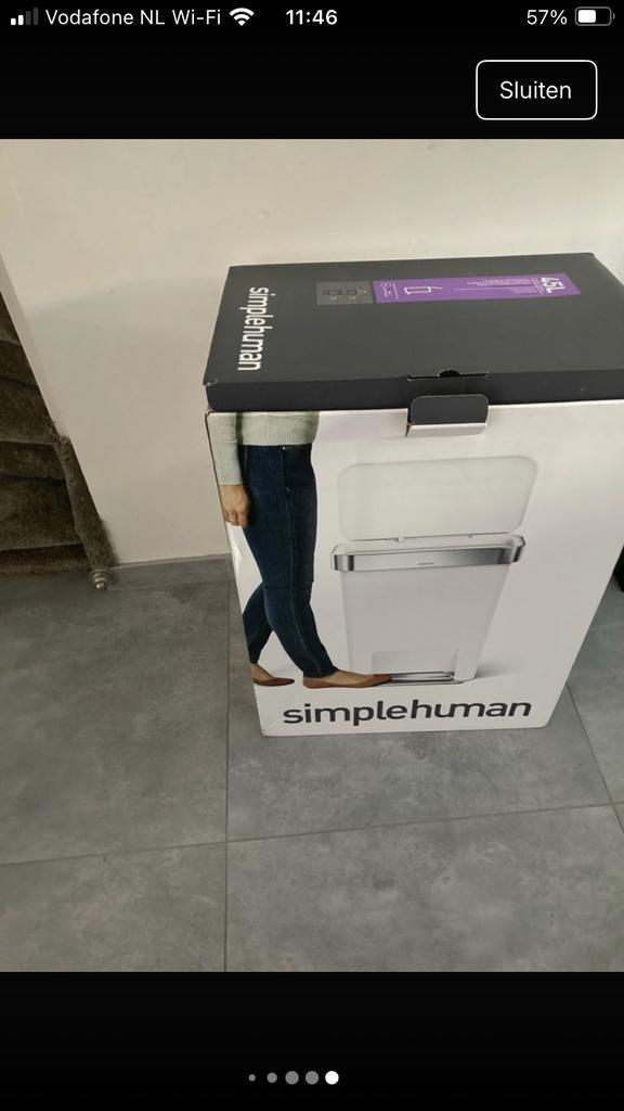 Simplehuman Pedaalemmer 45L - Nieuw in Doos!, Huis en Inrichting, Woonaccessoires | Prullenbakken, Nieuw, Rvs, 50 tot 75 cm, 40 liter of meer