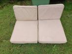 2x 4 kussens voor tuinstoelen of tuinbank., Ophalen, Gebruikt