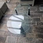 Glazen salontafel met draaiplateau, Huis en Inrichting, Gebruikt, 100 tot 150 cm, Glas, Modern