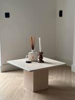 Travertin salontafel/bijzettafel, Overige materialen, 50 tot 100 cm, Travertin japandi vintage marmeren natuursteen, Vierkant