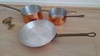 Koperen pannenset antiek brocante, Ophalen of Verzenden, Zo goed als nieuw, Overige materialen, Pannenset