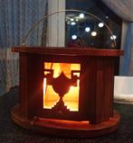 Antiek eiken houten voetenstoof met lamp, Ophalen of Verzenden