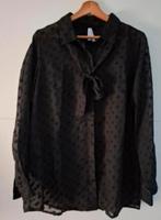 Leuke zwarte voile blouse met stipjes Miss Etam maat.L.40/42, Zwart, Maat 42/44 (L), Ophalen of Verzenden, Zo goed als nieuw