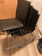 6 IKEA Volgang Zwarte Leren Eetkamerstoelen, Huis en Inrichting, Ophalen, Zwart, Leer, Zo goed als nieuw
