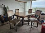 Antieke eettafel en 4 stoelen, Ophalen, Gebruikt, Bruin, Hout