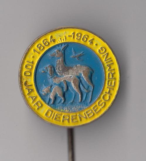 Dierenbescherming 100 jaar Kat Hond Hert speldje, Verzamelen, Speldjes, Pins en Buttons, Gebruikt, Speldje of Pin, Overige onderwerpen
