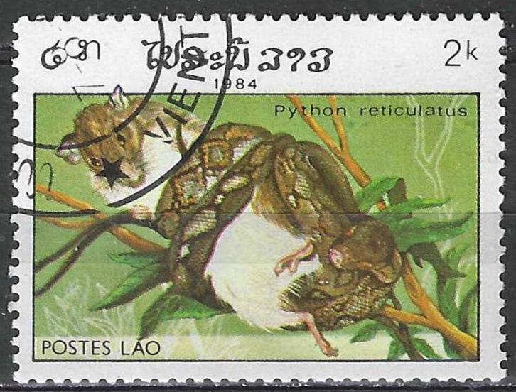 Laos 1984 - Yvert 600 - Reptielen - Python reticulatus (ST)