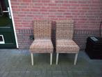 2 massief rieten stoelen in goede staat, Huis en Inrichting, Stoelen, Riet of Rotan, Twee, Gebruikt, Bruin