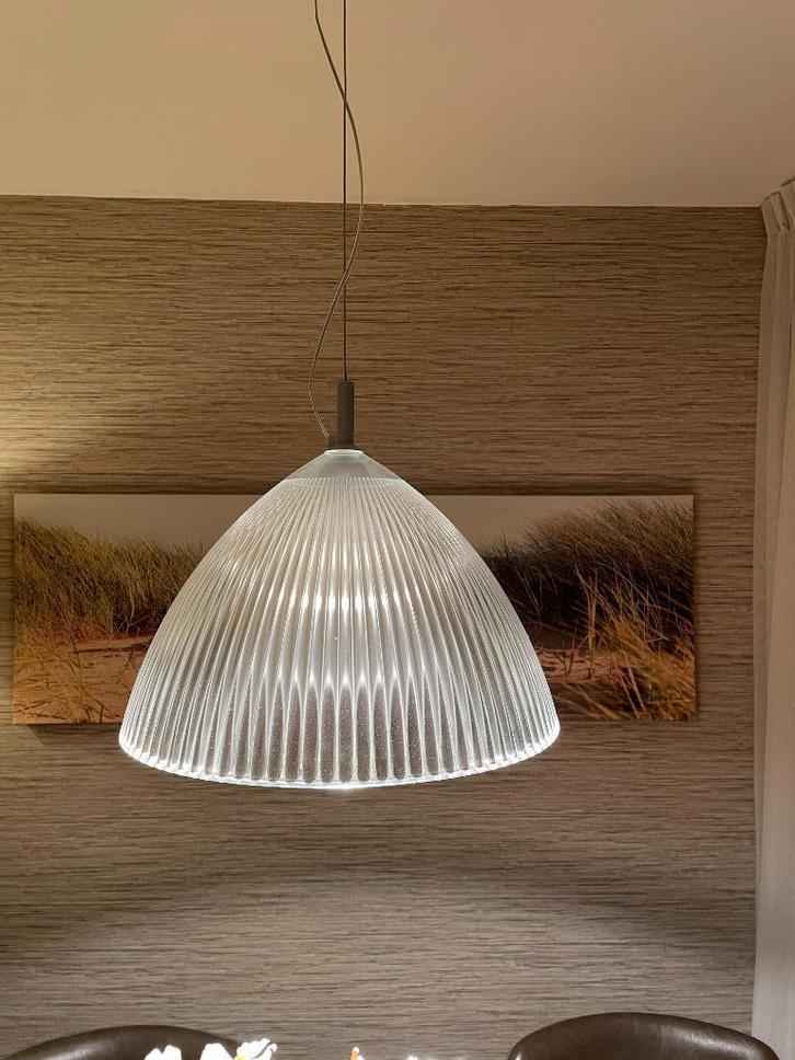 Stesa Grande Helder 2X, Huis en Inrichting, Lampen | Hanglampen, Gebruikt, Minder dan 50 cm, Glas, Metaal, Ophalen of Verzenden