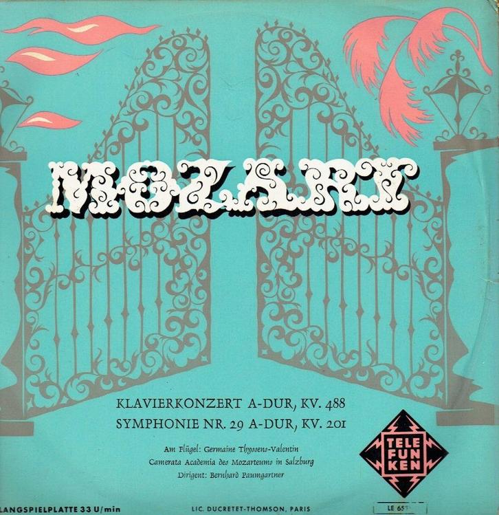 Mozart Piano Concerto Germaine Thyssens-Valentin Paumgartner, Cd's en Dvd's, Vinyl | Klassiek, Zo goed als nieuw, Classicisme