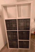 witte vakkenkast met 6 stoffen manden, Ophalen, Gebruikt, Overige materialen, 100 tot 150 cm