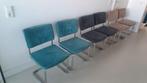 6 stoelen, 2 blauw, 2 antraciet en 2 beige, Huis en Inrichting, Stoelen, Ophalen, Gebruikt, Overige kleuren, Metaal