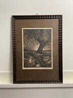 Knotwilg in stormweer - gesigneerde ets, Antiek en Kunst, Kunst | Etsen en Gravures, Ophalen of Verzenden