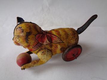 Oude blikken Poes met Bal.  Marx Toys, jaren'60s beschikbaar voor biedingen