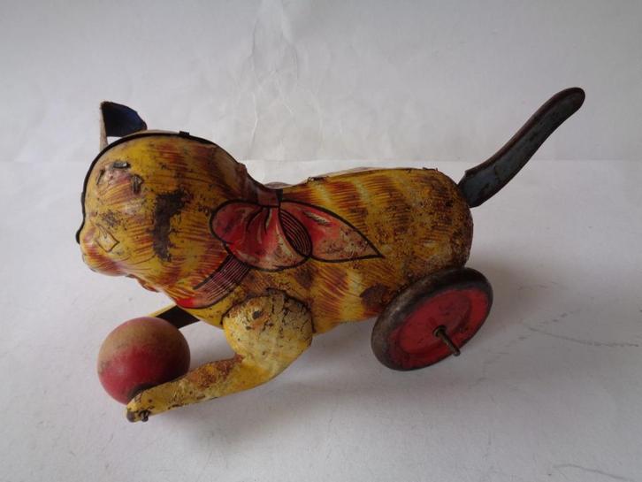 Oude blikken Poes met Bal.  Marx Toys, jaren'60s, Antiek en Kunst, Antiek | Speelgoed, Ophalen of Verzenden