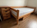 Bed incl. M-Line  slow motion matras, bedlade, nachtkastje., Ophalen, Zo goed als nieuw, Eenpersoons, Blank hout