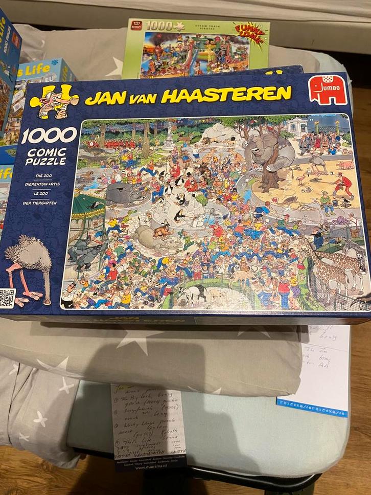 Jan van Haasteren puzzels, 9 sts (4x 1000, 2x 950, 2x 500), Hobby en Vrije tijd, Denksport en Puzzels, Gebruikt, Legpuzzel, 500 t/m 1500 stukjes