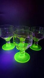 Set van 4 Uranium Glazen, 12 cm hoog, Ophalen of Verzenden