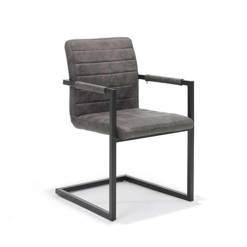 Eetkamerstoel Jambo - Antraciet (4 stuks), Huis en Inrichting, Stoelen, Zo goed als nieuw, Vier, Metaal, Stof, Grijs, Ophalen