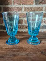 2 vintage blauwe glazen., Ophalen of Verzenden, Overige typen
