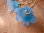 Blauwe Bloemen Plafondlamp, Huis en Inrichting, Lampen | Plafondlampen, Ophalen, Gebruikt, Glas, Vintage