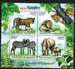 burundi 2012 pf blok wildlife zoogdieren leeuwen tijgers, Ophalen of Verzenden, Postfris, Dier of Natuur
