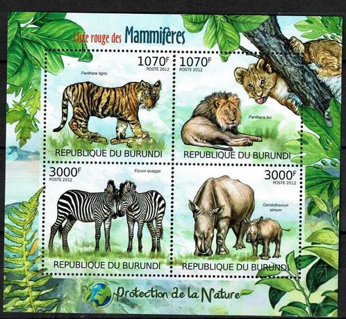 burundi 2012 pf blok wildlife zoogdieren leeuwen tijgers, Postzegels en Munten, Postzegels | Thematische zegels, Postfris, Dier of Natuur