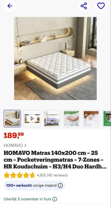 HOMAVO Matras 140x200 - Nieuw! beschikbaar voor biedingen
