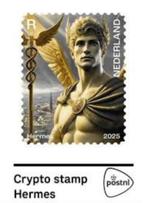 Crypto Zegel Hermes 2025 Geel  niet geclaimd, Ophalen of Verzenden, Na 1940, Postfris
