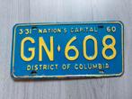 Kentekenplaat 1960 Washington DC USA Nummerplaat Nummerbord, Ophalen of Verzenden, Gebruikt, Auto's