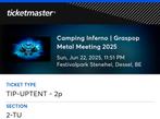 Tip-up tent camping Inferno Graspop Metal Meeting 2025, Tickets en Kaartjes, Evenementen en Festivals, Twee personen, Meerdaags