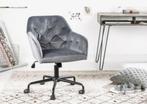 Grijs Fluweel Bureaustoel met Quilting, Huis en Inrichting, Bureaustoelen, Ophalen of Verzenden, Zo goed als nieuw, Grijs, Bureaustoel