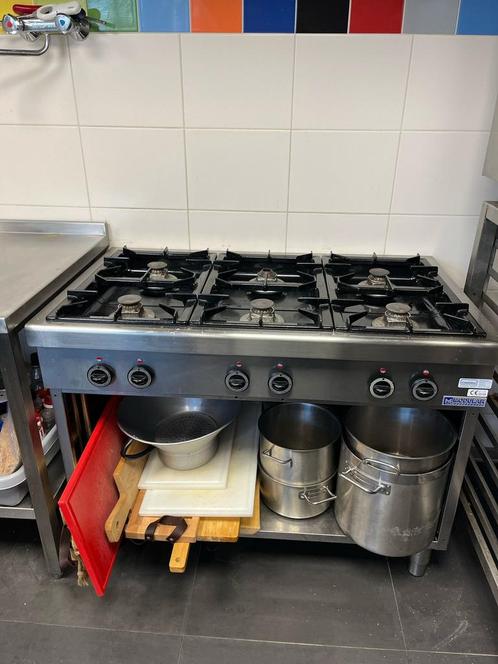 6-pits horeca fornuis | Gas | Professioneel, Witgoed en Apparatuur, Fornuizen, Zo goed als nieuw, Vrijstaand, Gas, 5 kookzones of meer