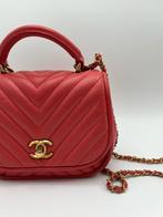 Chanel Chevron Top Handle Bag, Verzenden, Zo goed als nieuw, Roze, Handtas