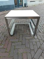 Bijzettafel RVS met trespa blad 60x55, Huis en Inrichting, Ophalen, Minder dan 55 cm, Metaal of Aluminium, Rond