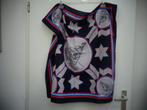 Frank Govers sjaal, vintage, vierkant, blauw, wit, rood., Frank Govers, Maat 46/48 (XL) of groter, Ophalen of Verzenden, Zo goed als nieuw