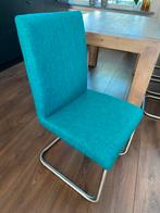 4 Petrol/Blauwe eetkamerstoelen - Woonexpress, Huis en Inrichting, Stoelen, Ophalen, Blauw, Zo goed als nieuw, Vier