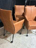 4 Montis Chaplin Stoelen - Rancho Leder, Ophalen, Zo goed als nieuw, Bruin, Vier