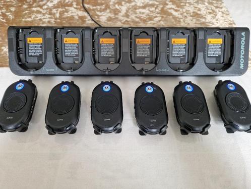 Set van 6 st. Motorola mini storno walkie talkies + laadblok, Telecommunicatie, Portofoons en Walkie-talkies, Gebruikt, Portofoon of Walkie-talkie