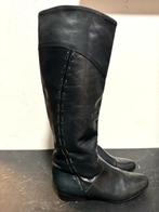 YV3115: Vintage 80s Leather Pull up boots laarzen Size: 36, Gedragen, Vintage, Ophalen of Verzenden, Hoge laarzen