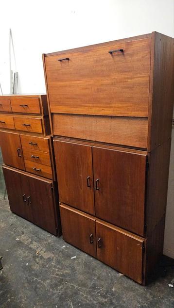 Vintage XL Wandmeubel wandsysteem Jaren 60 Simpla lux  beschikbaar voor biedingen