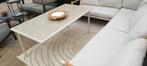 Nieuw: beige tuintafel tempered glass 152x82x68 Intratuin, Ophalen of Verzenden, Nieuw, Aluminium, Bank