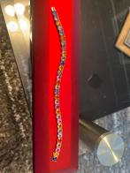 Witgouden tennisarmband met multi colour saffieren 22,70C, Goud, Ophalen of Verzenden, Zo goed als nieuw, Overige kleuren
