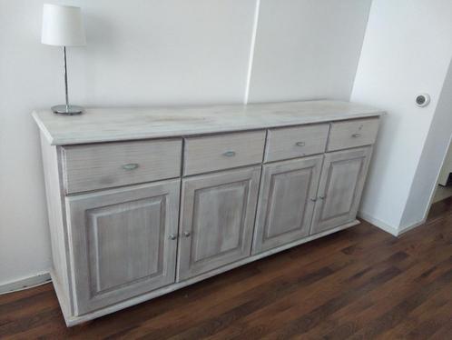 Leuk dressoir/kast wit (whitewash) 183x39x83 cm, Huis en Inrichting, Kasten | Dressoirs, Gebruikt, 25 tot 50 cm, Met lade(s), Met deur(en)