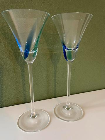 2 Kristallen Martini/Likeurglazen op Hoge Voet beschikbaar voor biedingen