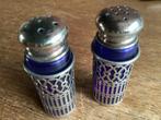 VINTAGE PEPER EN ZOUT STEJE BLAUW GLAS, Antiek en Kunst, Ophalen of Verzenden