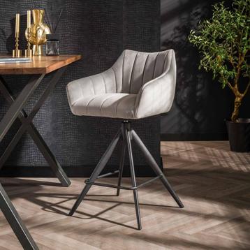 2xDraaibare Barstoel Cinema Velvet – Zilver (zithoogte 68cm) beschikbaar voor biedingen