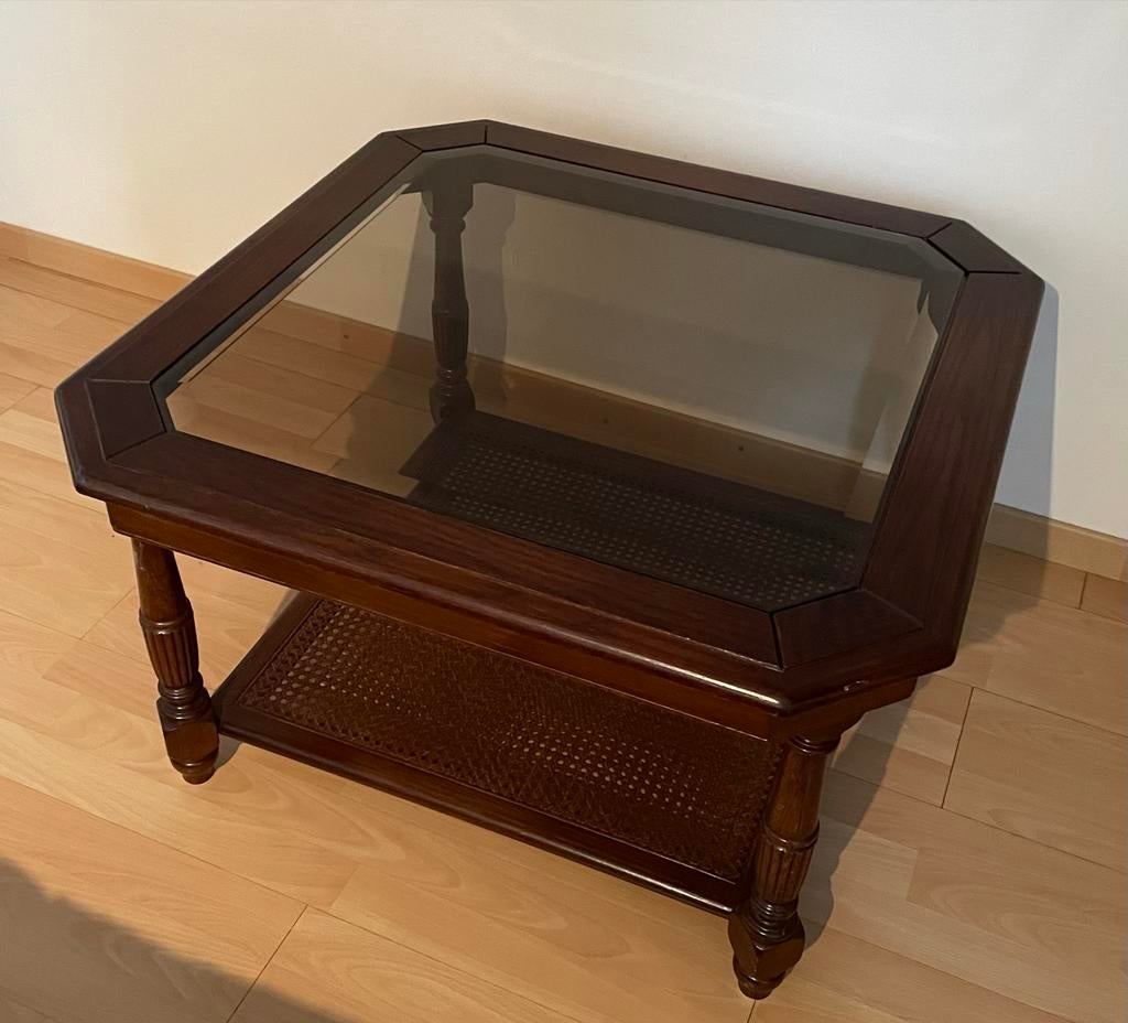 Eiken salontafel, Ophalen, Gebruikt, 100 tot 150 cm, Vierkant